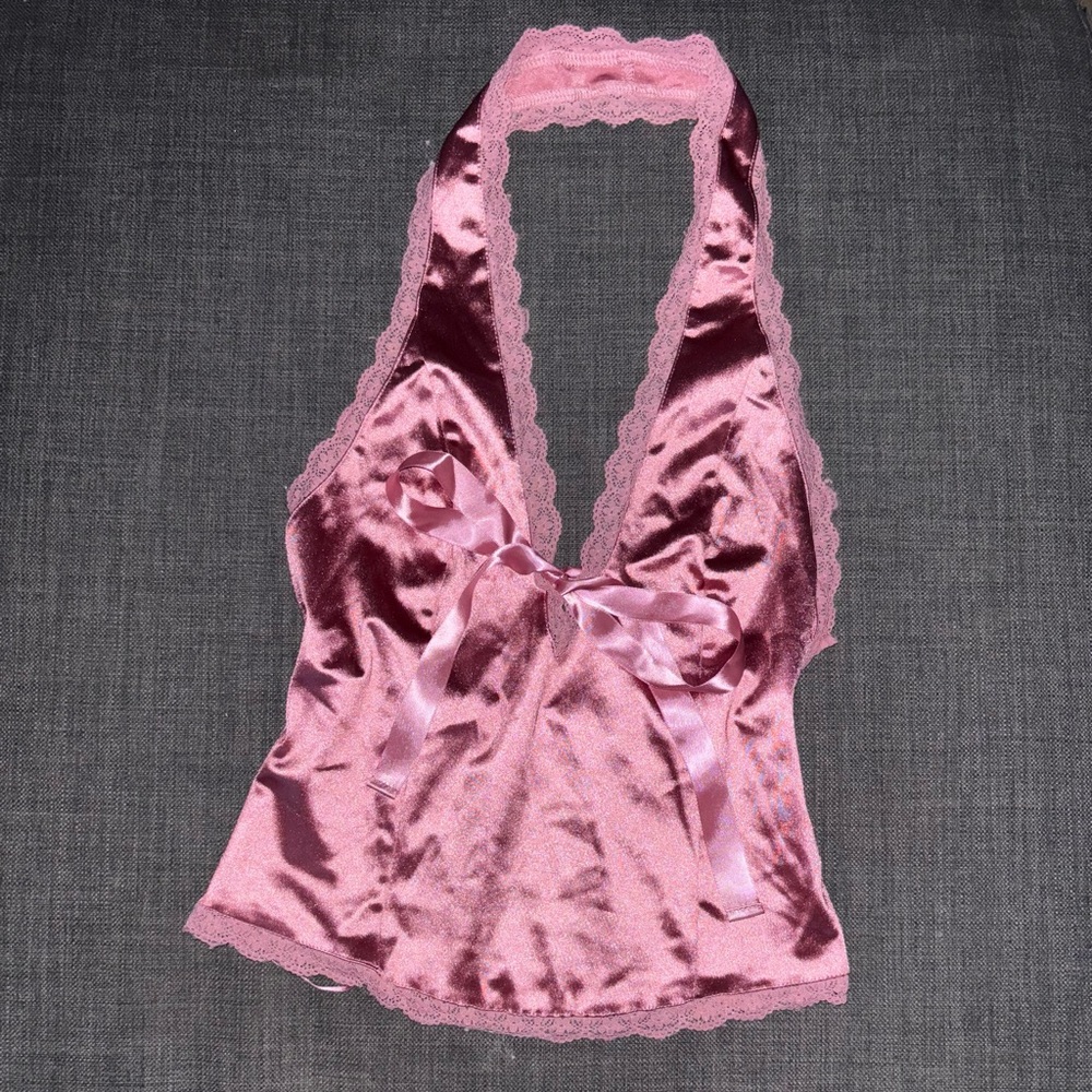 Kimchi Blue Pink Lace Blouse with Scalloped Edges